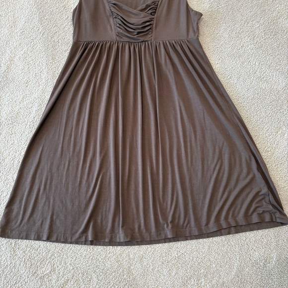 Saint Tropez West Fit& Flare Empire Sleeveless Brown Stretch Knit Tank Dress XL - Picture 14 of 15